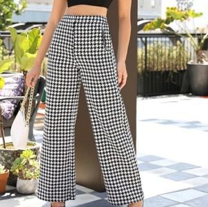 Houndstooth highwaist zipper trousers